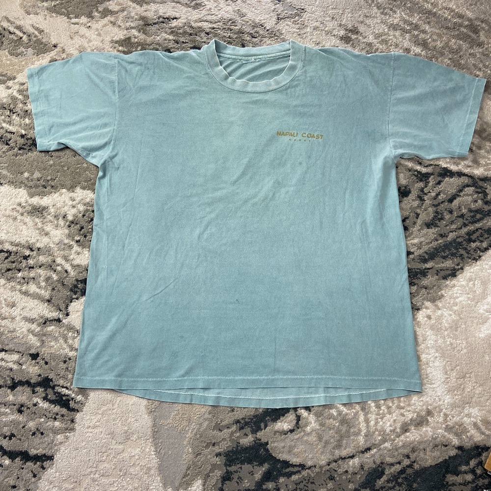 VTG Napali Coast Kauai Dolphins Sz XL Light Blue Single Stitched Nature Location